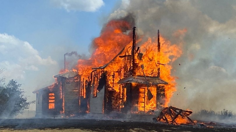 Burning catholic church