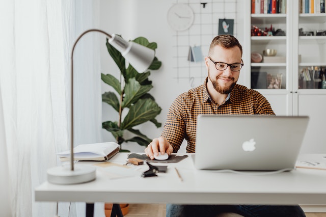 Man Using a laptop comuter