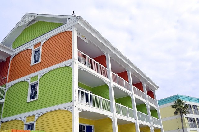 Colorful apartment building