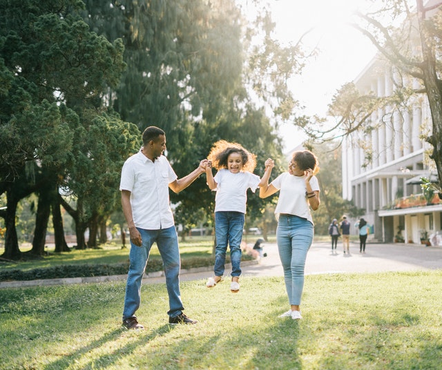 Family of three at the park