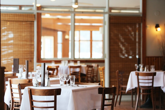 Clear Wine Glass on Table in restaurant