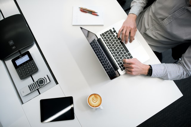 Person working with a laptop comuter