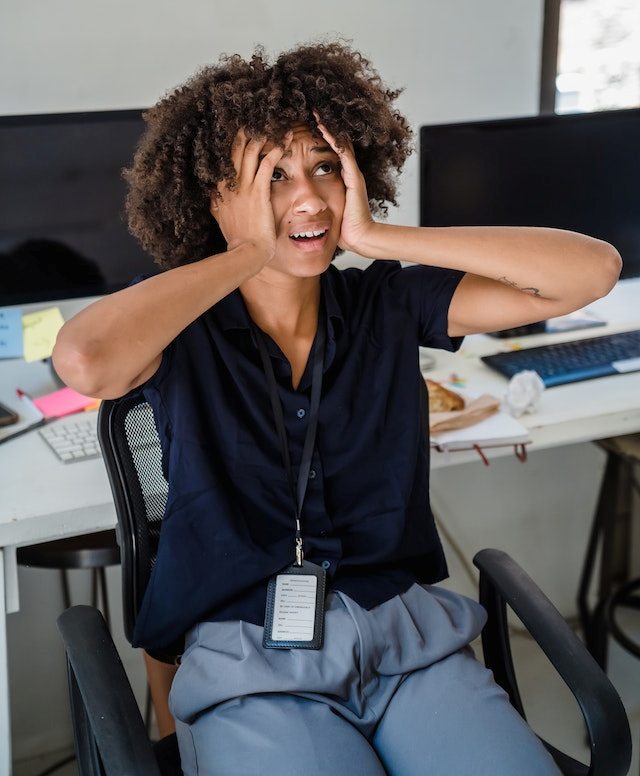 Stressed female office worker