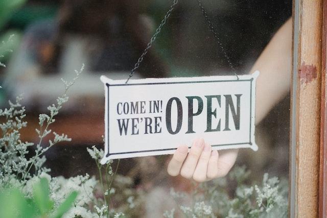 Open sign on a retail store