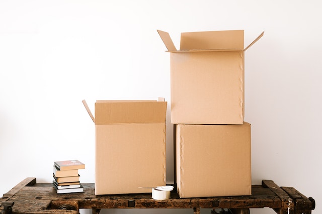 Boxes on top of table