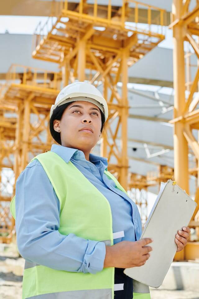 Woman working on construction site