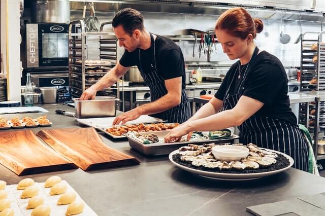 Cooks working at a restaurant