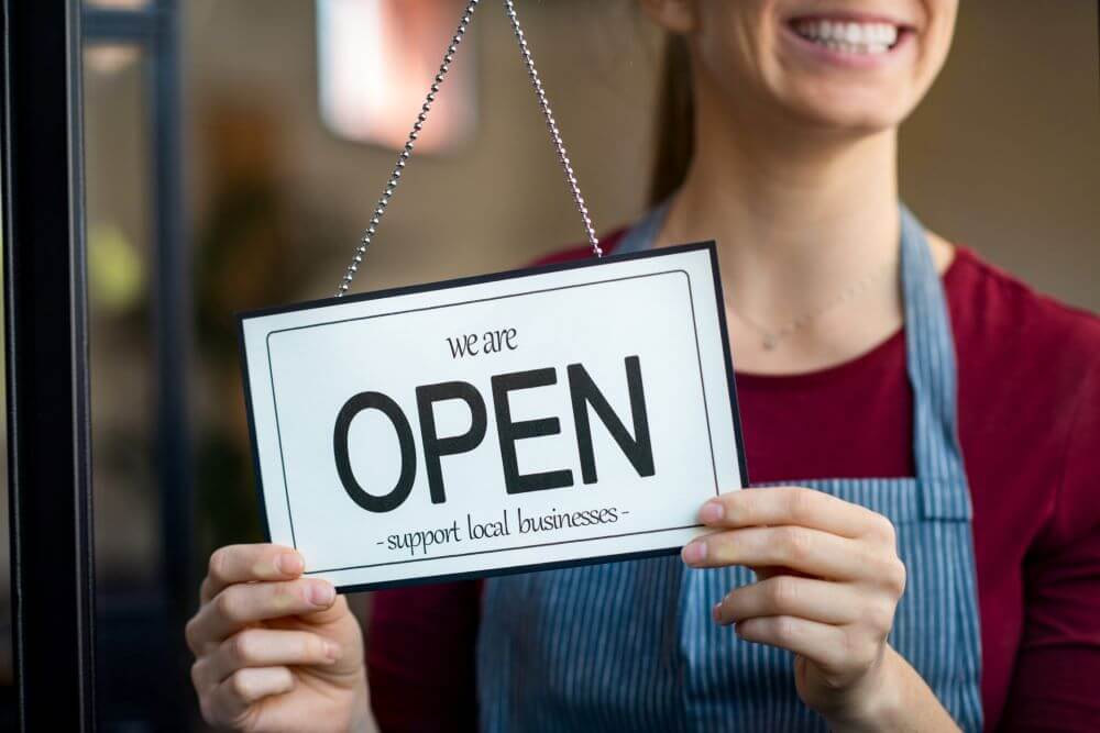 Open sign at a small business