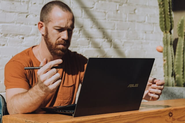 Man working on his laptop