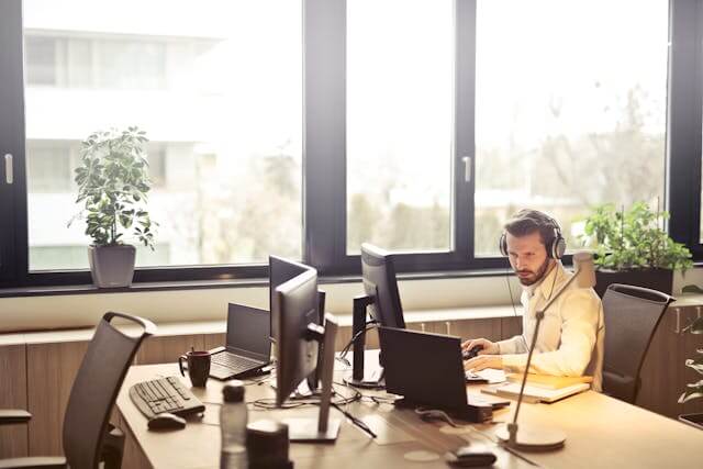 Man working alone in an office