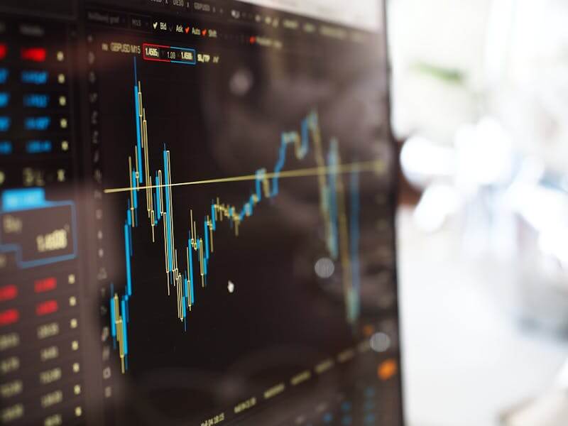 Computer scree with financial chart